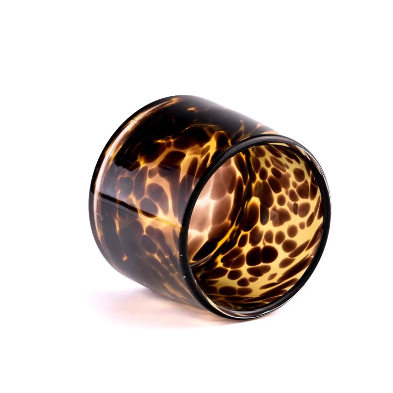 iridescent glass candle jars with coloring material 