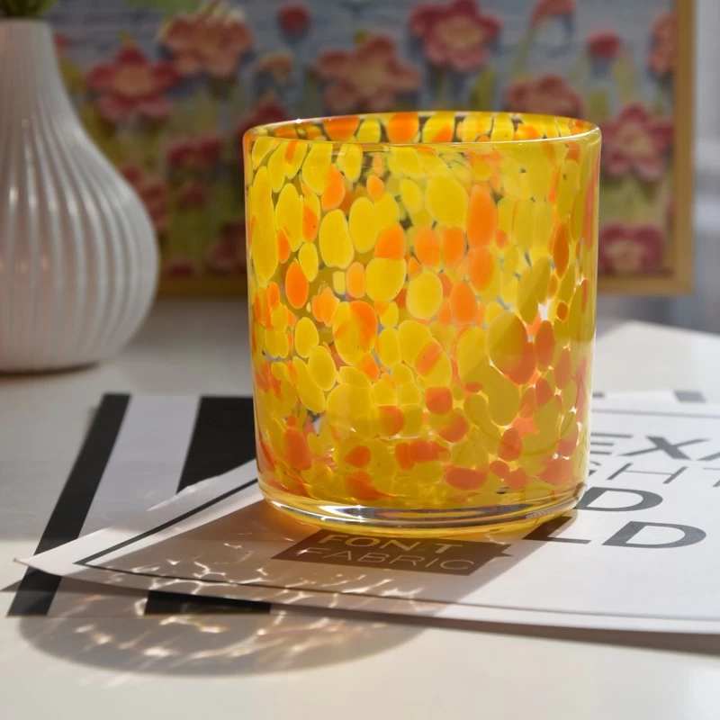 500ml hand colorful glass candle jars with home decor