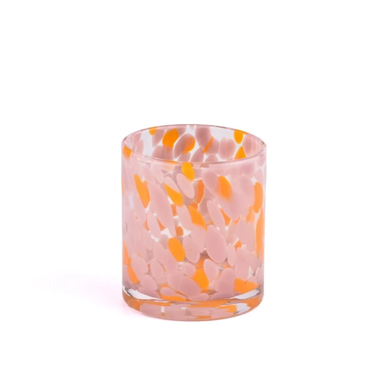 Pure color glass candle holders by mouth blown processing 