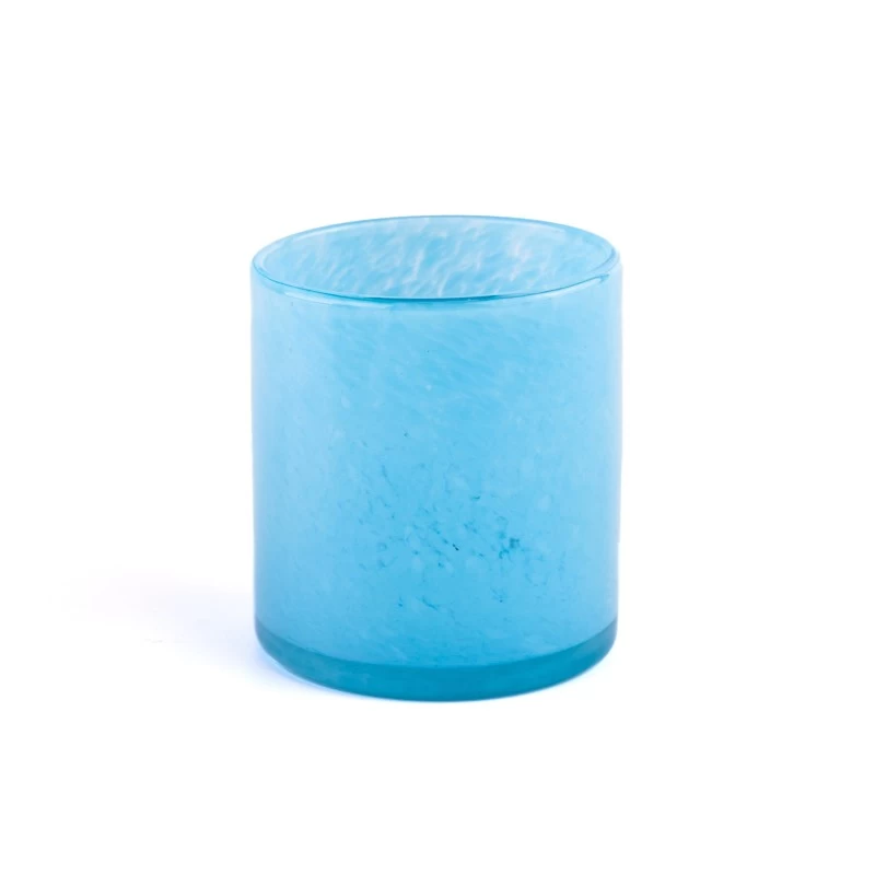 Pure color glass candle holders by mouth blown processing 