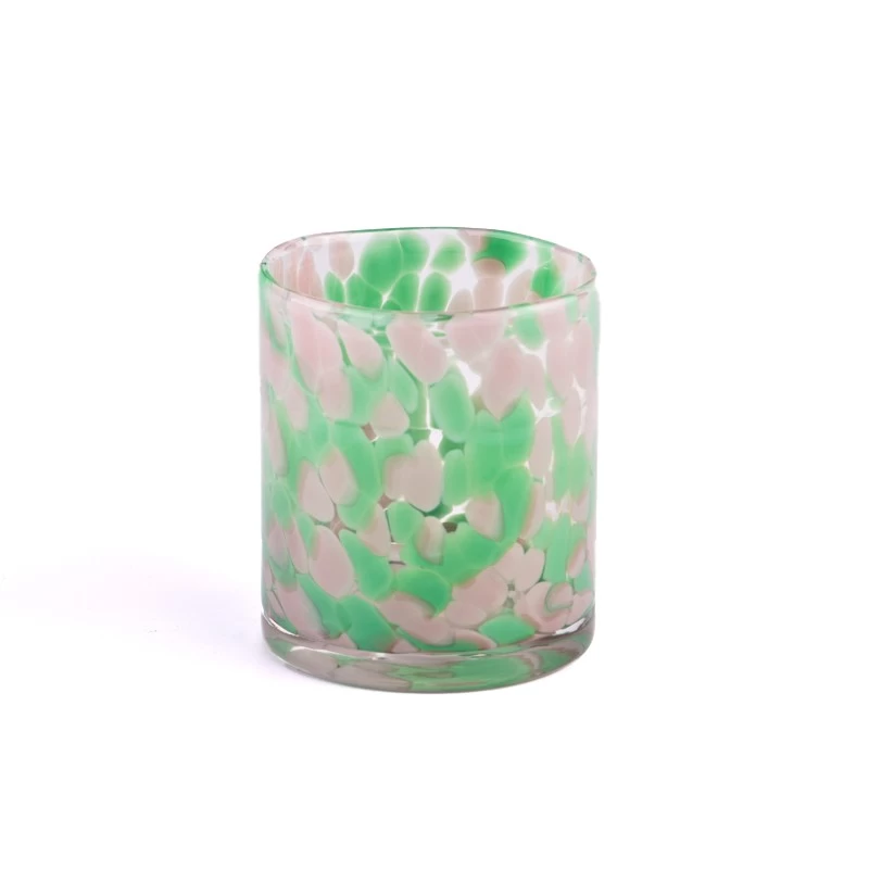 Pure color glass candle holders by mouth blown processing 