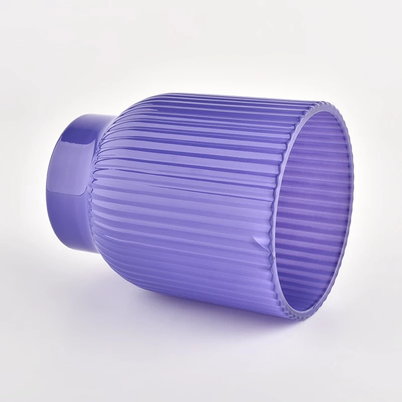 Wholesale striped purple glass candles jar for candle making