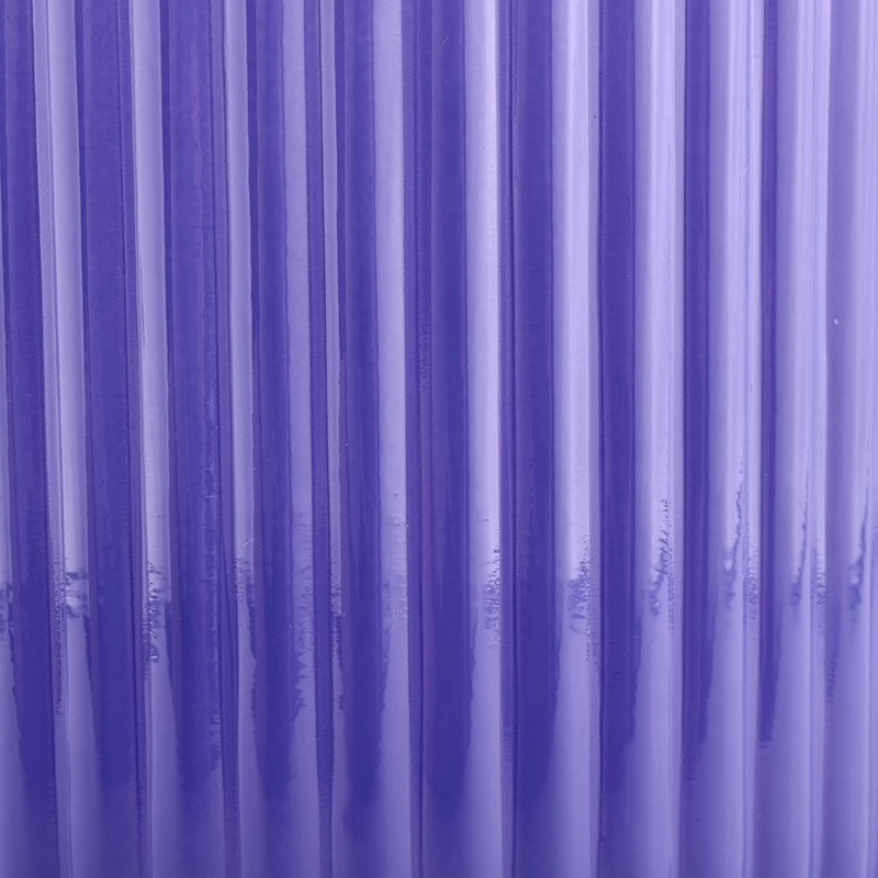 Wholesale striped purple glass candles jar for candle making