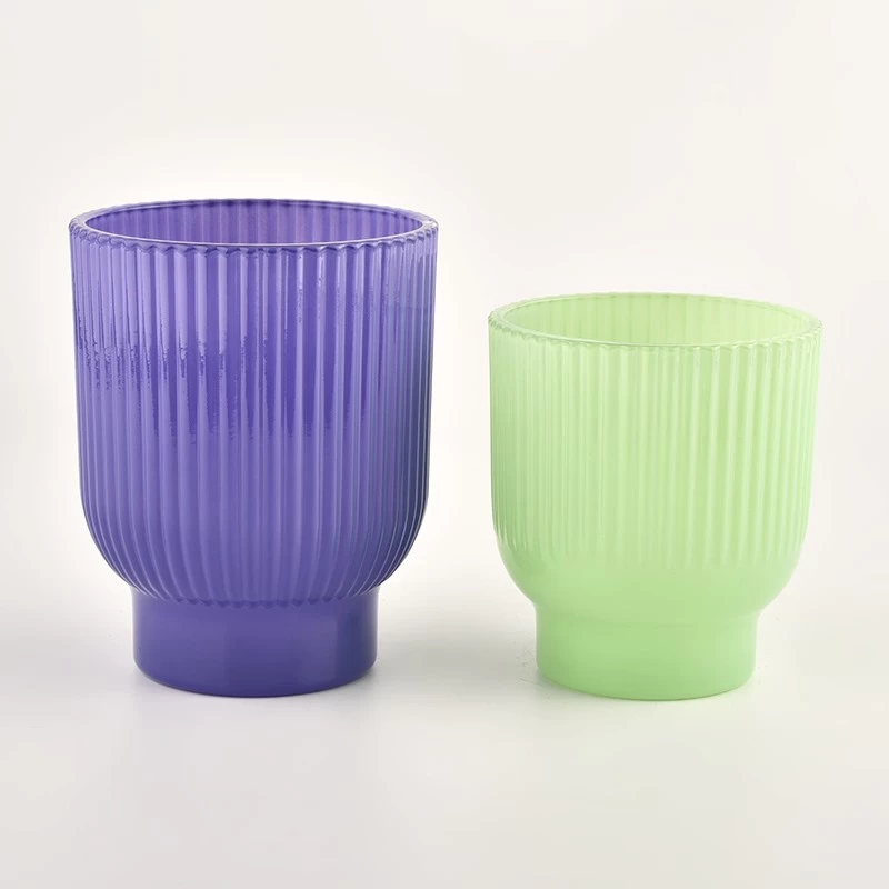 pedestal bottom colored glass candle jar 200ml