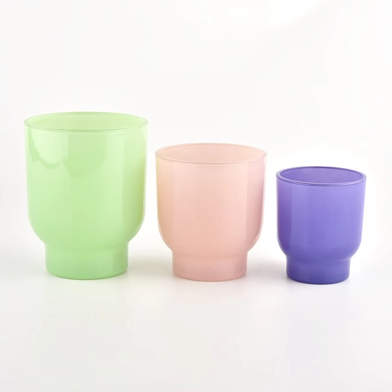 pedestal bottom colored glass candle jar 200ml