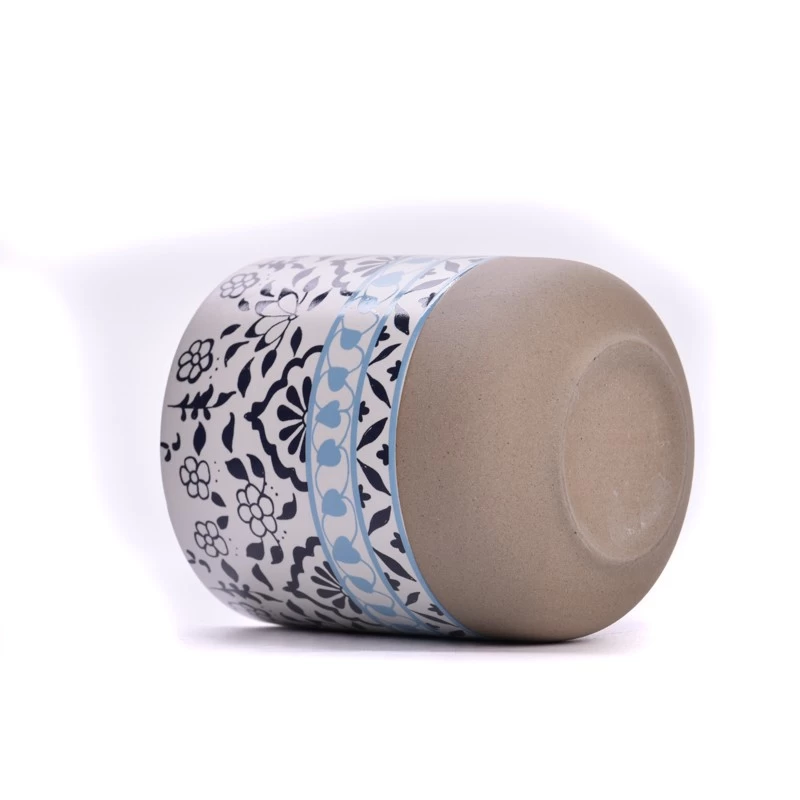 Popular luxury 400ml ceramic candle holder with customized spring series deco on for wholesale
