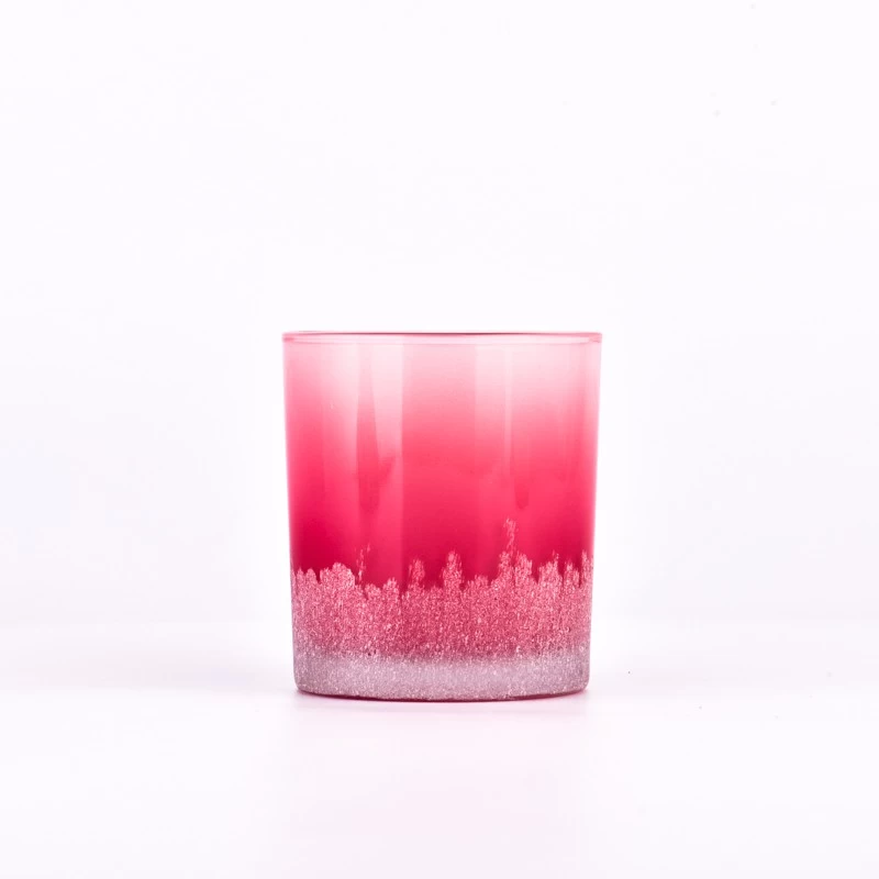 laser engraved effect sa pink color glass candle jars 8oz