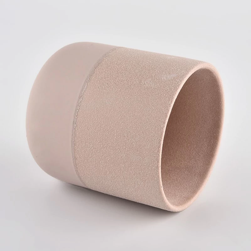 Wholesale Custom Logo Label Pink Empty Ceramic Jar Ceramic Candle Holder Candle Jar