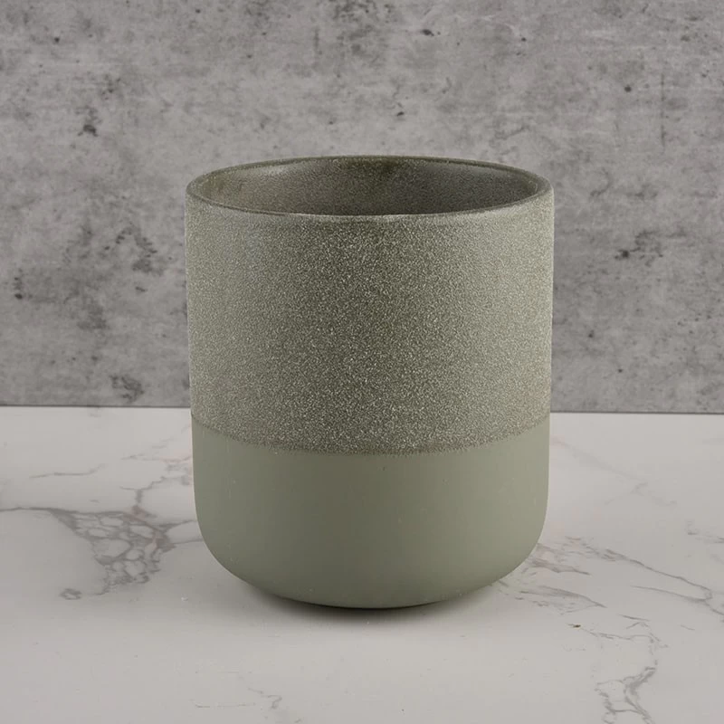 Customized Empty 14oz Unique Matte Green Ceramic Candle Jar