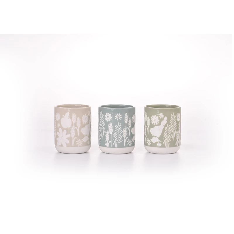 Flower pattern ceramic candle jars and candle holders 