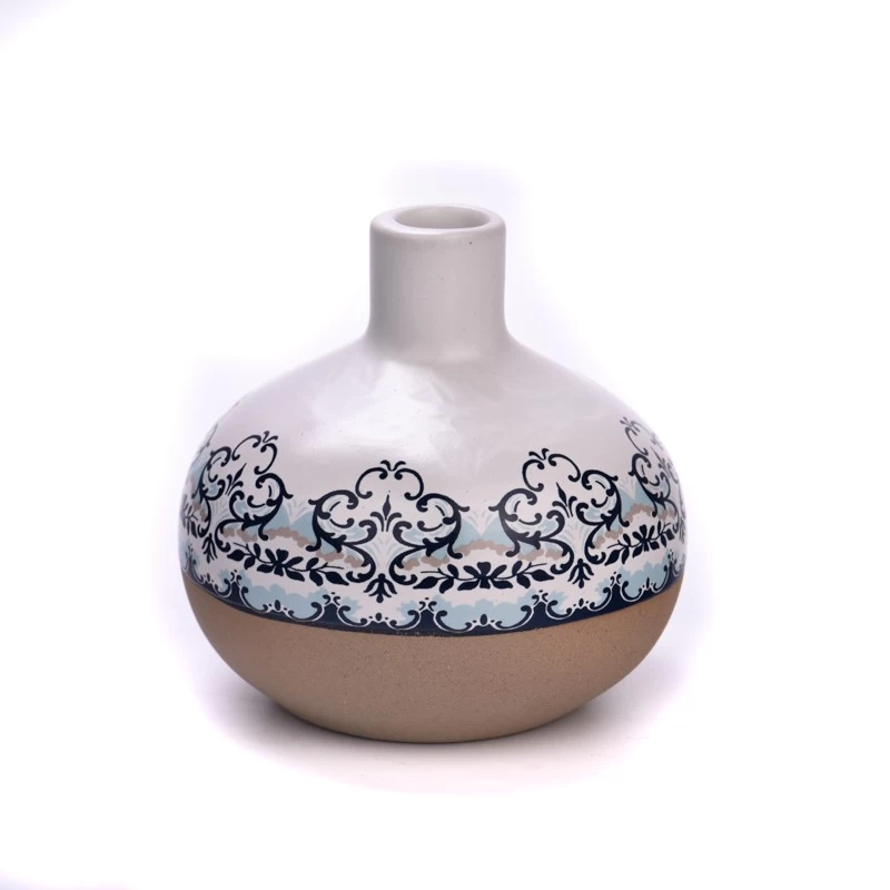 Flower pattern ceramic diffuser bottles for oil fragrance