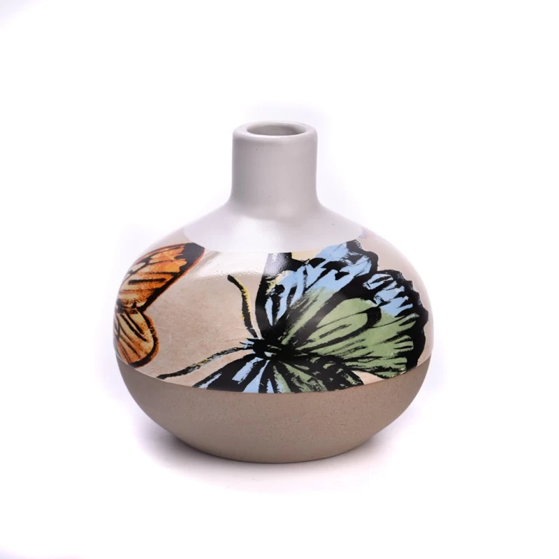 Flower pattern ceramic diffuser bottles for oil fragrance