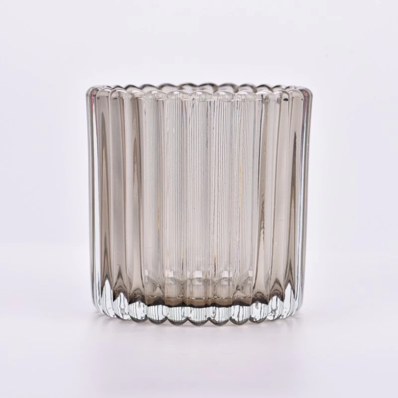 luxury empty glass jars for candles stripe glass vessels supplier