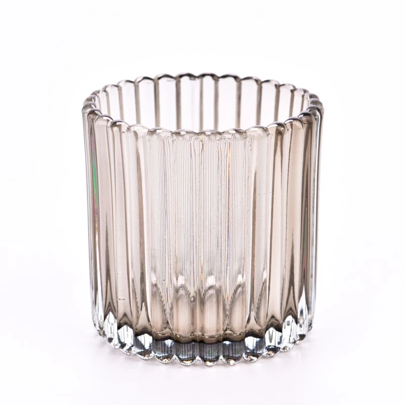luxury empty glass jars for candles stripe glass vessels supplier