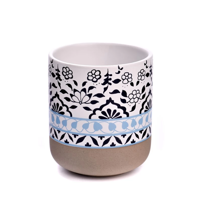 flower decal printing on ceramic candle jars and candle containers