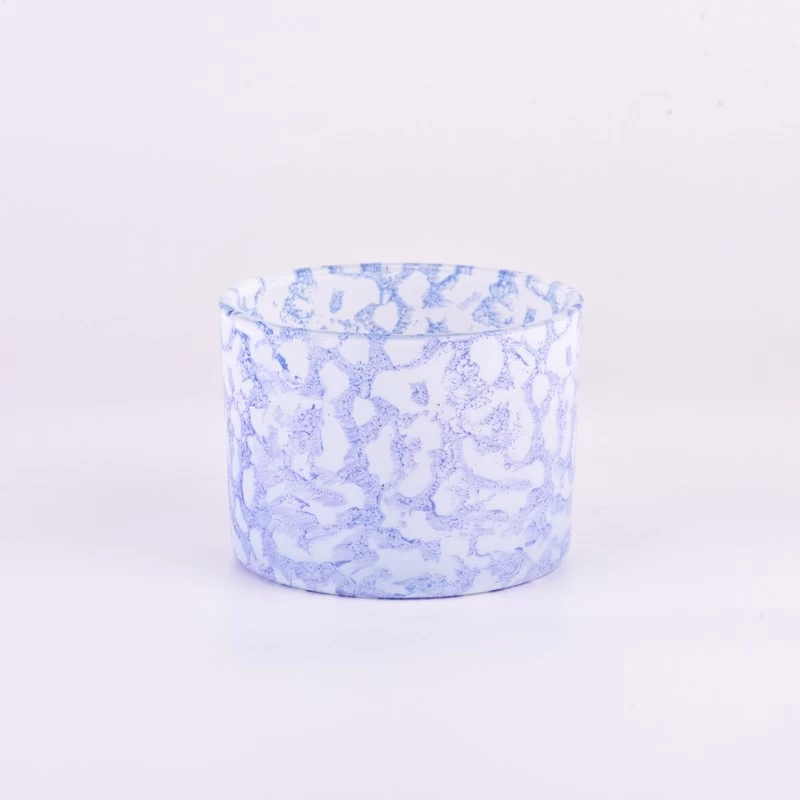 Hot sale 510ml wide mouth rockiness effect on glass candle holder for wholesale