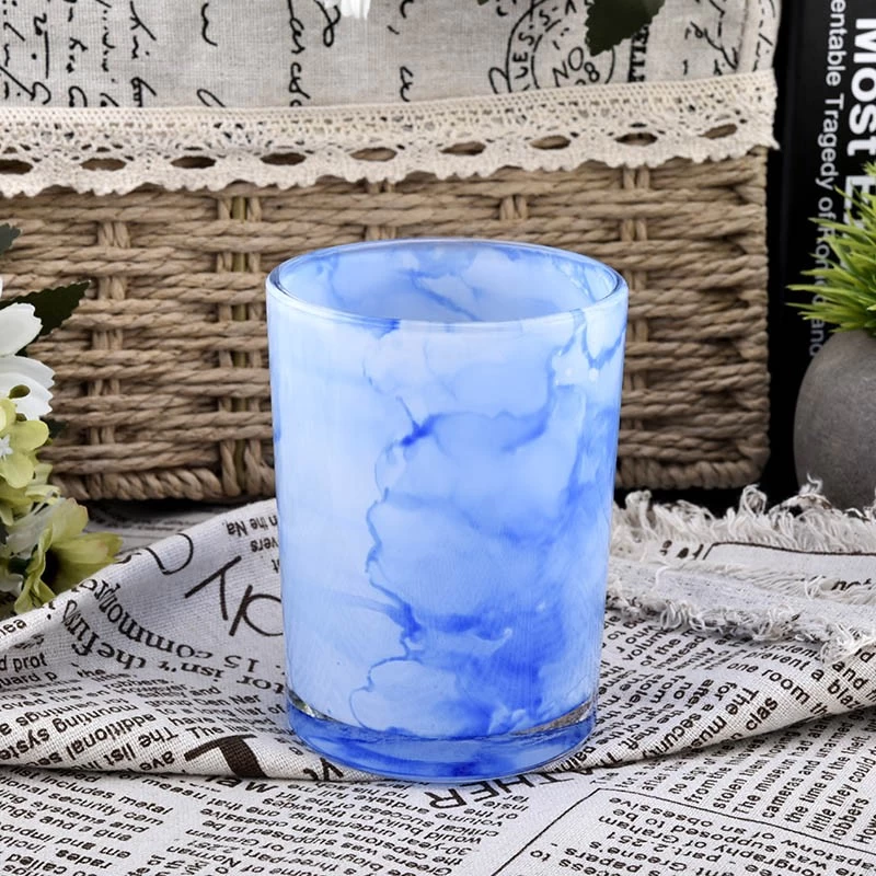 Wholesale high level handmade cloud blue candle glass jar
