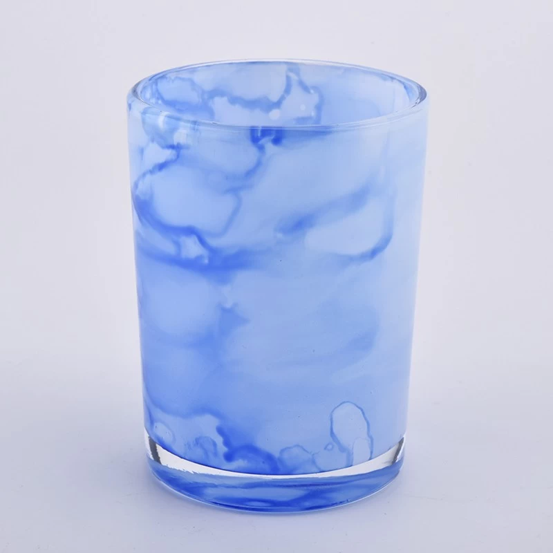 Luxury design handmade blue cloud glass candle jar
