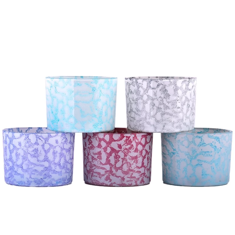 Popular 510ml wide mouth rockiness effect on glass candle holder for supplier
