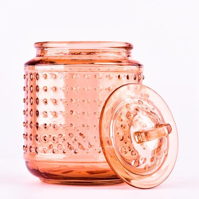 home decor color hump glass candle jar with glass lid