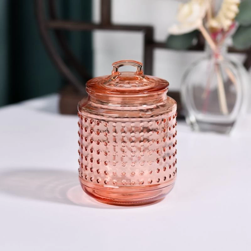 home decor color hump glass candle jar with glass lid