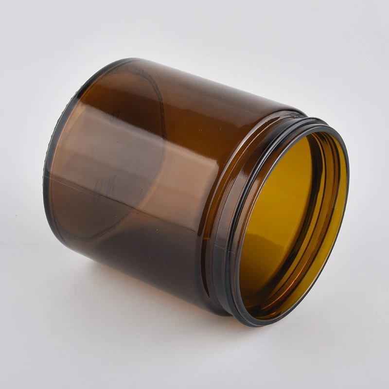 popular 12oz amber color glass candle jar with black lid wholesale