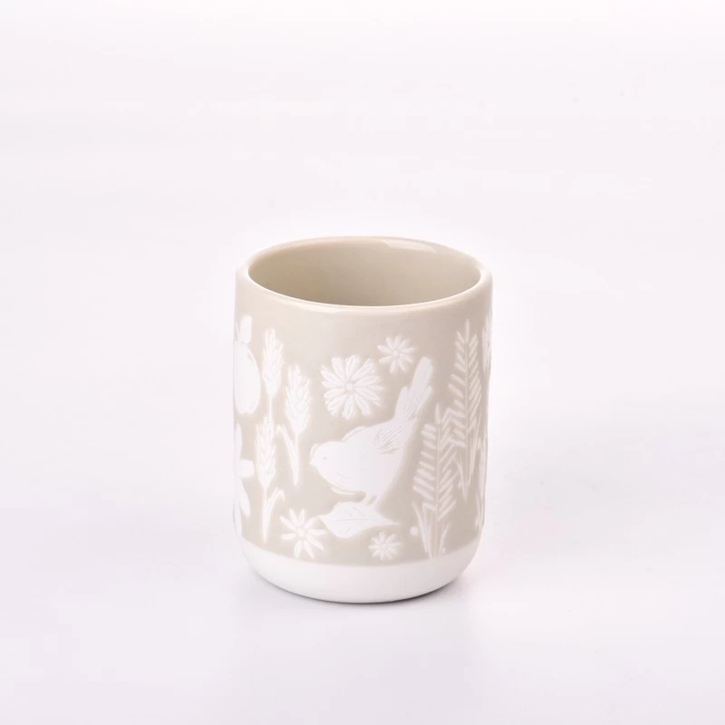 aser engraved pattern votive ceramic candle jars candle vessels