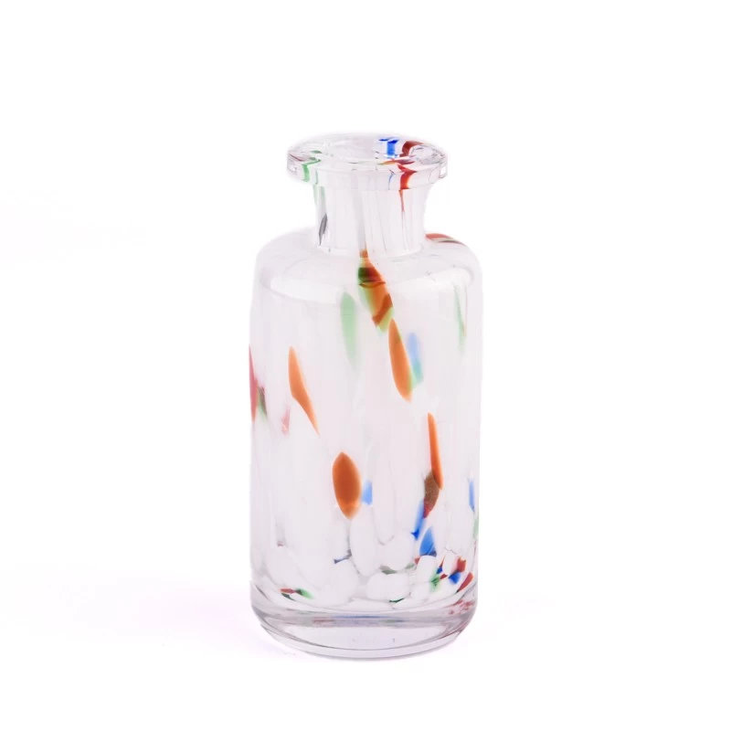 Newly design red & blue color mixed on handmade glass bottle  for wholesale