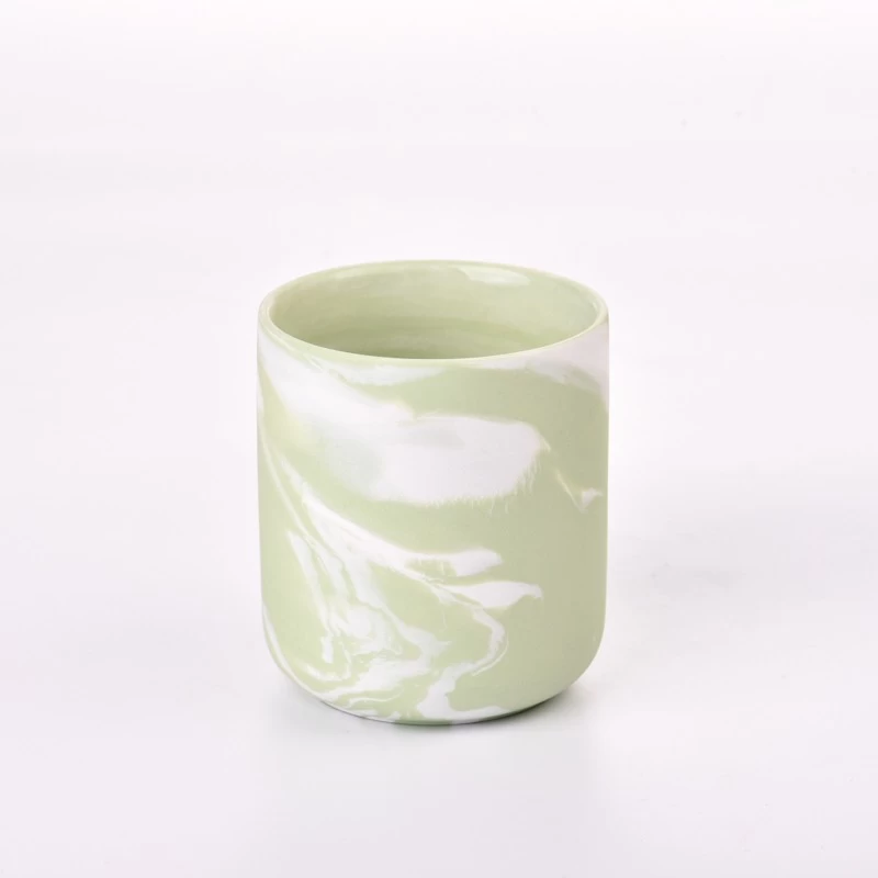 Custom Candle Vessel Marble Glazing Ceramic Scented Candle Container