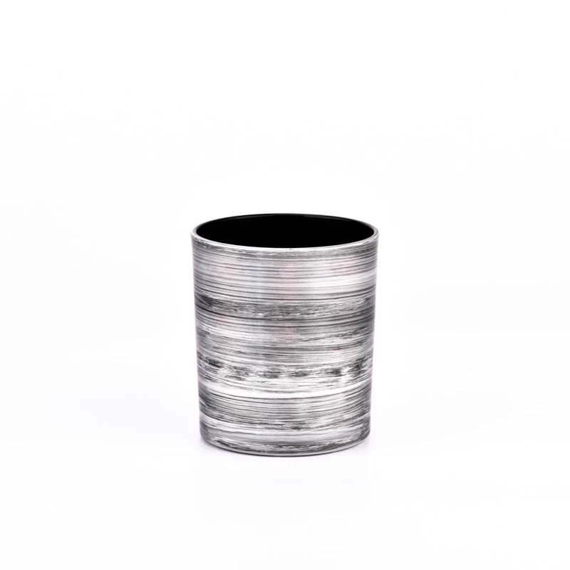 China Zylinderförmige 10-Unzen-Kerzengläser aus handbemaltem Silberglas Hersteller
