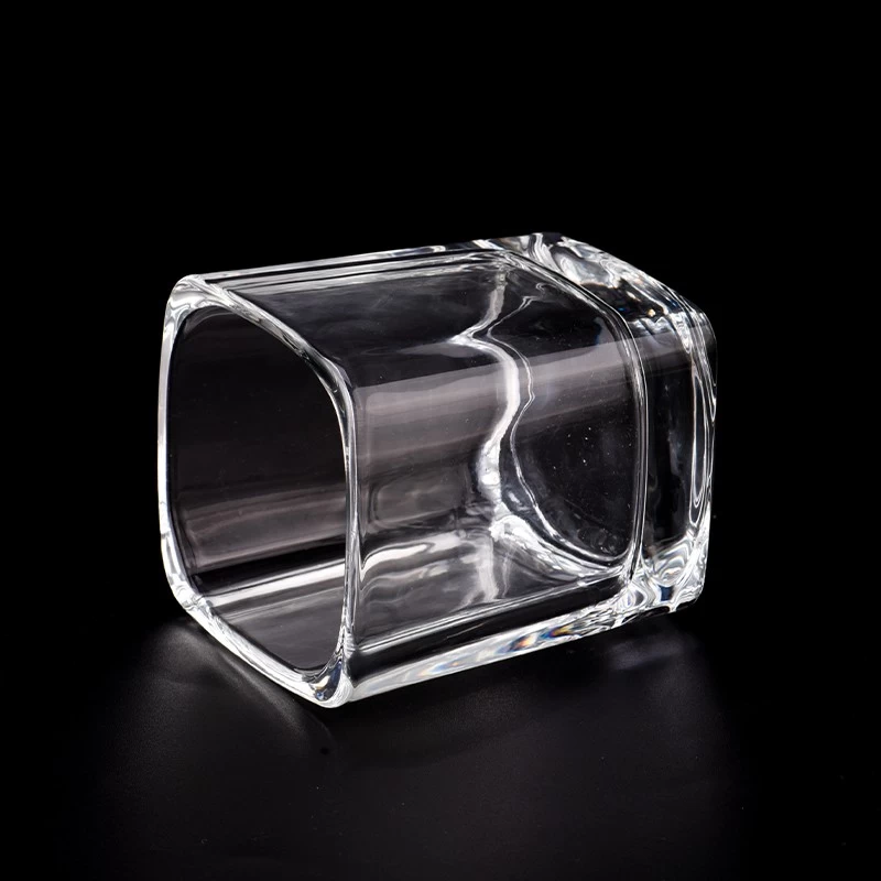 Square shape glass candle jars for home fragrance 