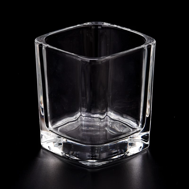 Square shape glass candle jars for home fragrance 