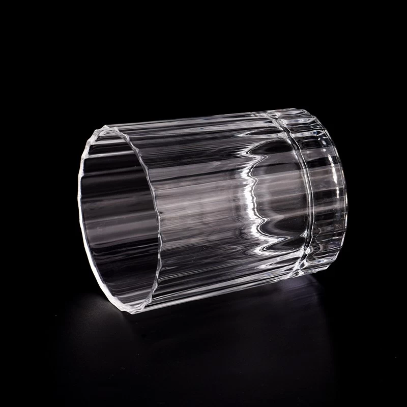 Luxury strip pattern glass candle jars and candle holders 