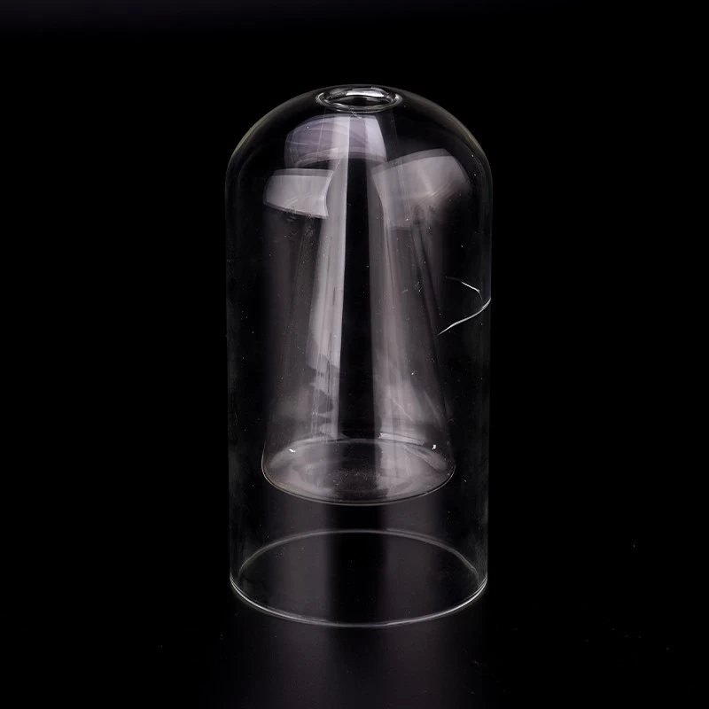 China Luxury double wall round top shape glass candle jar for supplier manufacturer