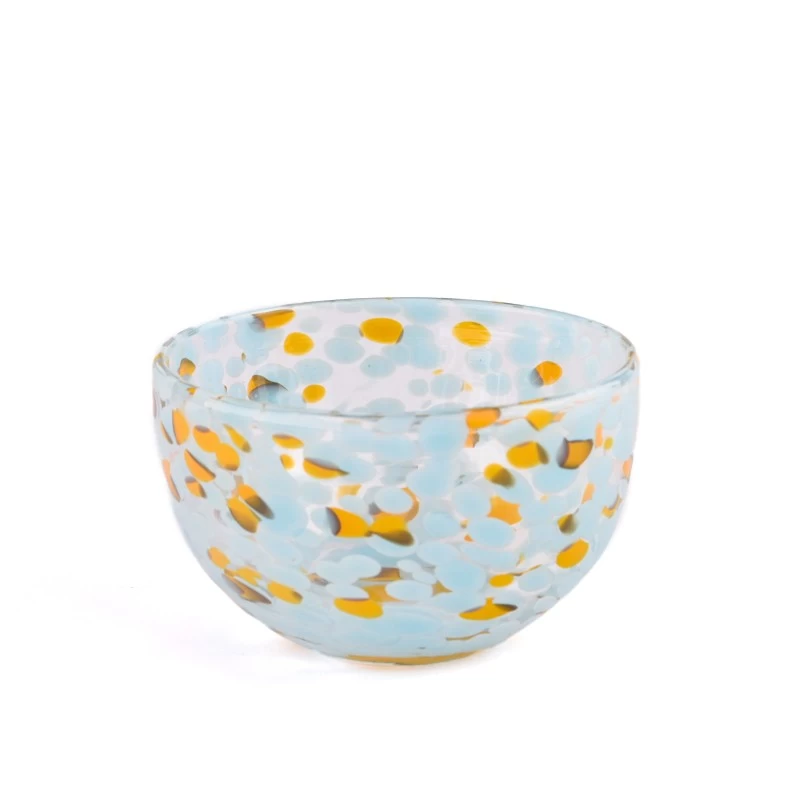 China luxury colors dots hand made glass bowl for candle manufacturer