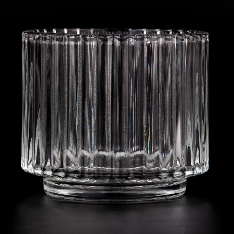 Wholesale hot sale 12.5 OZ vertical stripe glass candle jar
