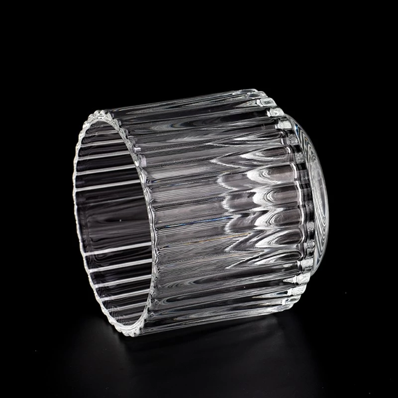 12.5 OZ vertical stripe glass candle jars candle holders wholesale
