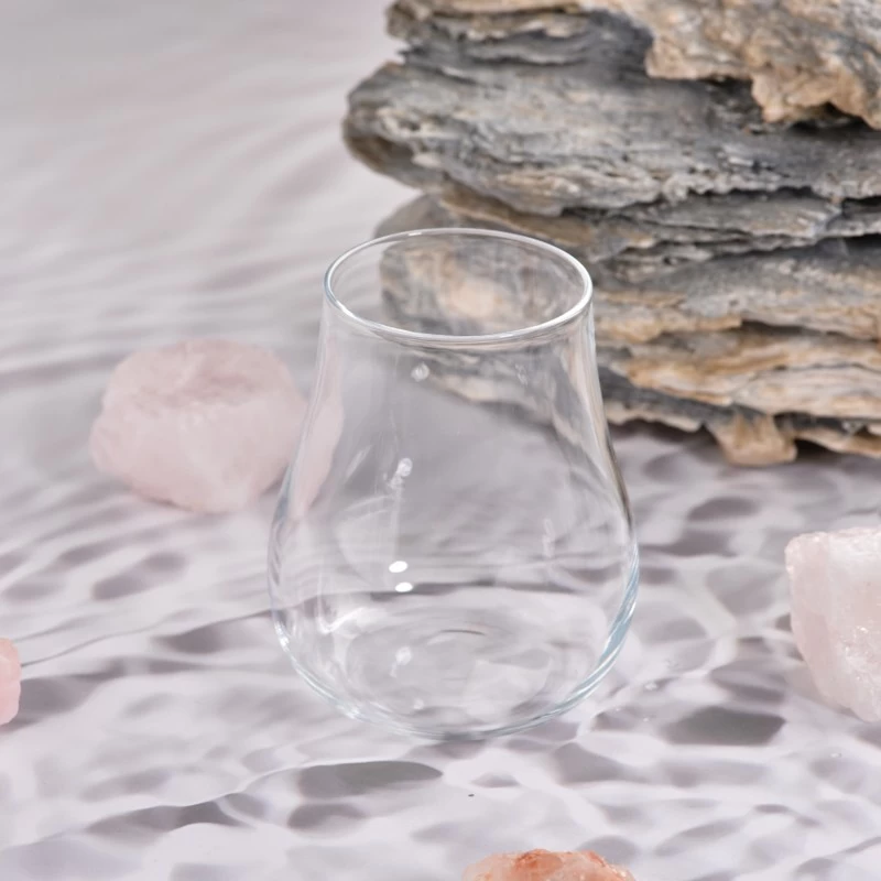 Supplier 8oz 10oz machine blown egg shape glass cup Whiskey glass jar