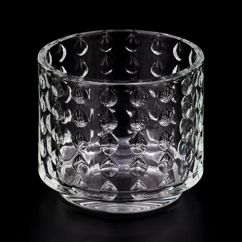 Luxury 10oz glass candle holder with drops pattern with step for supplier