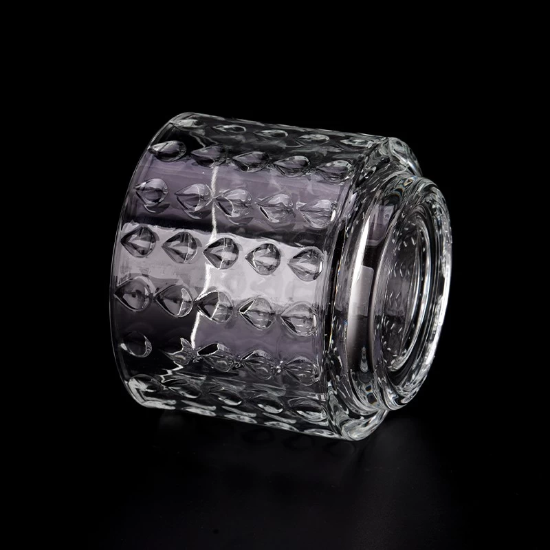 Luxury 10oz glass candle holder with drops pattern with step for supplier