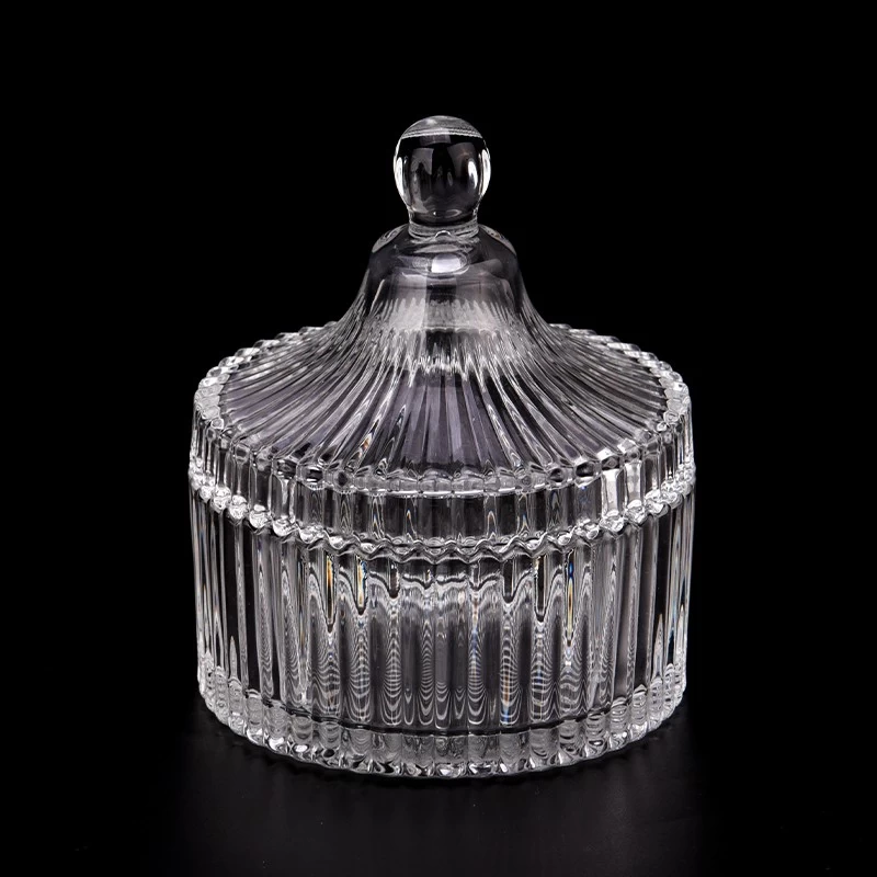 Luxury geographic cutting  glass candle jar with lid