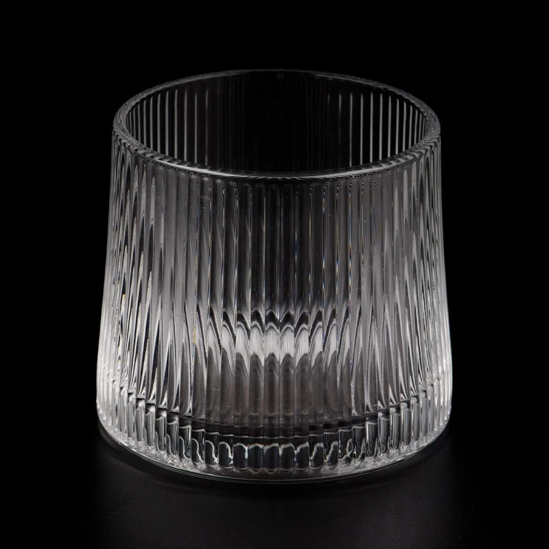 Unique Design Ribber Glass Jar For Candle Making Glass Candle Vessels