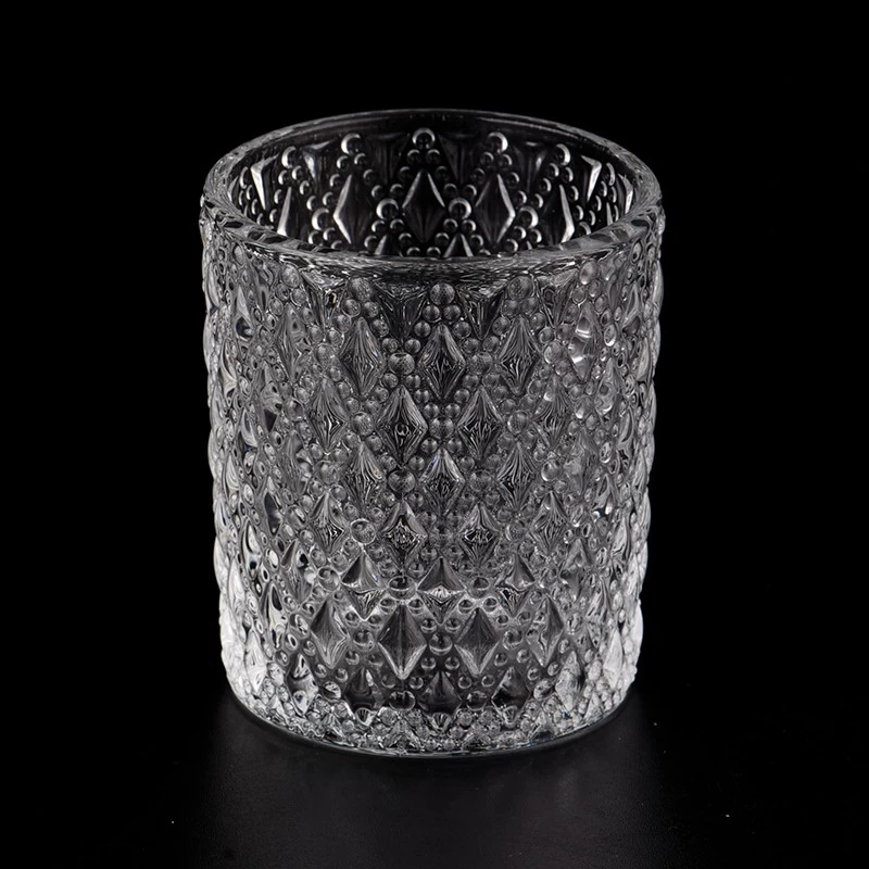 embossed mini glass candle votive jar