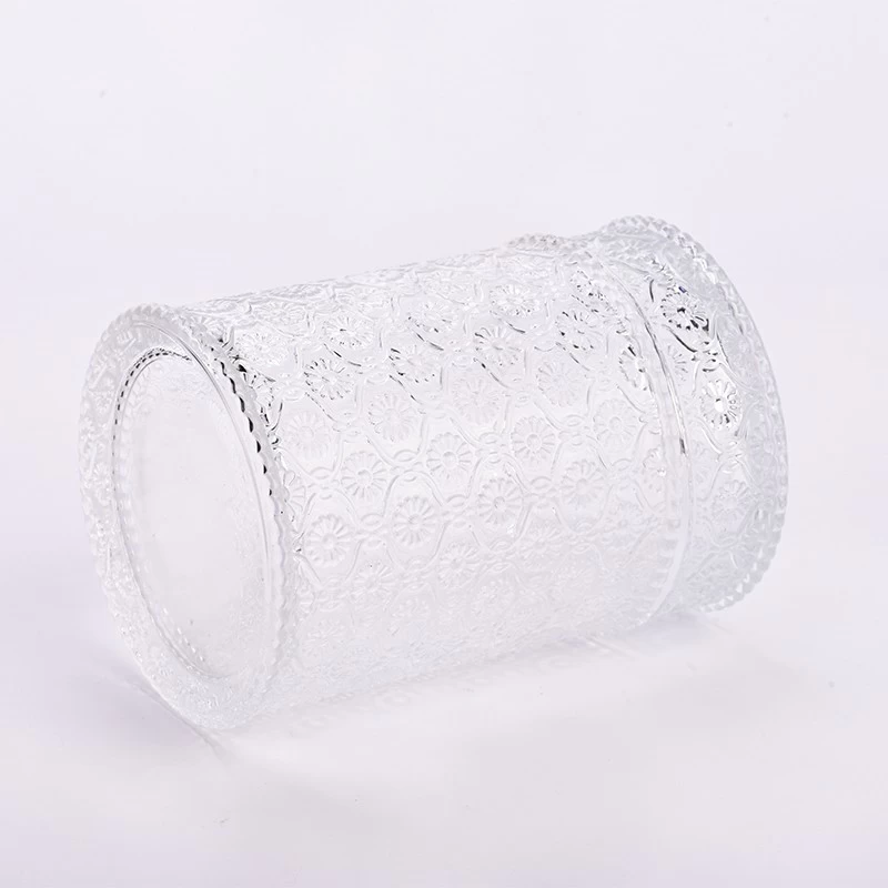 20oz large embossed glass container with glass lid