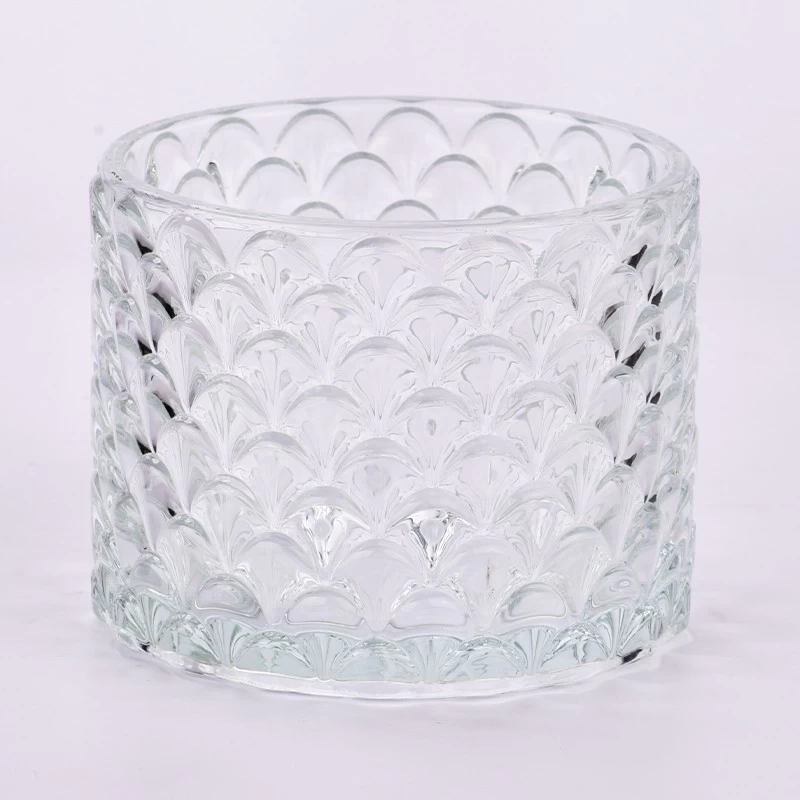 Luxury 500ml glass candle holder with scale pattern on for supplier
