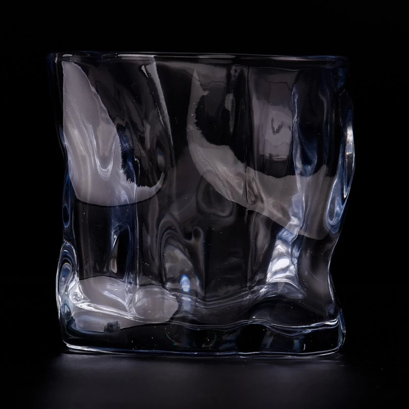 Hot sale transparent blue twisty 8oz glass jar for wholesale