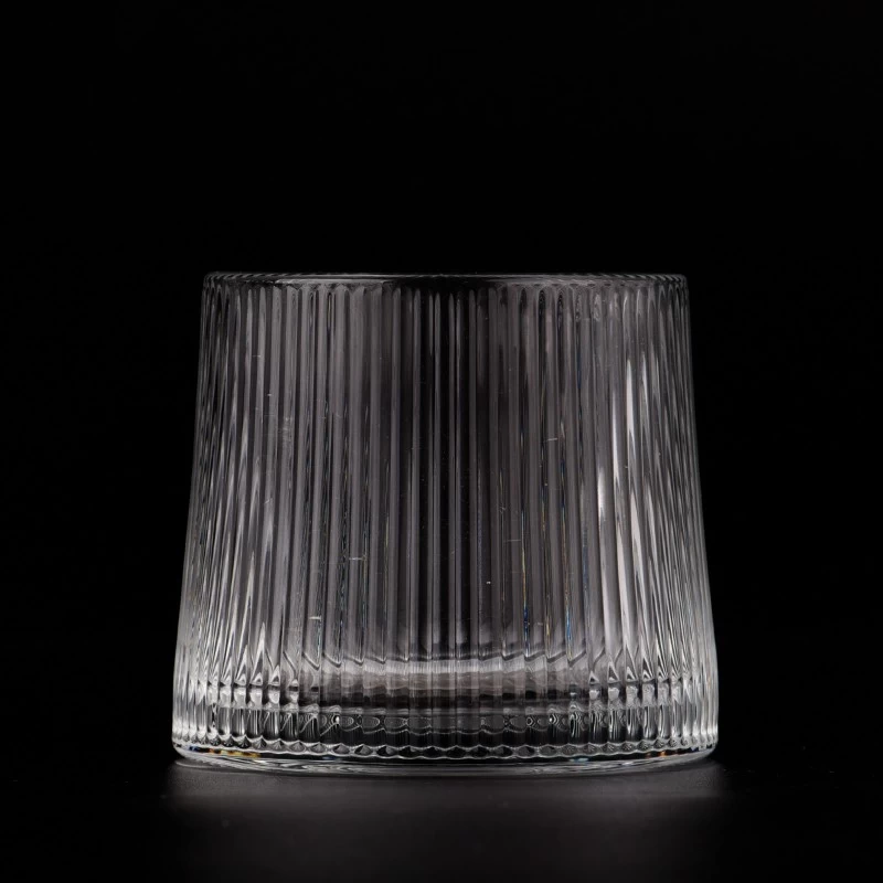 Heitt sala 6oz tóm glerkertastjaki lóðrétt rönd glær glerkrukkur