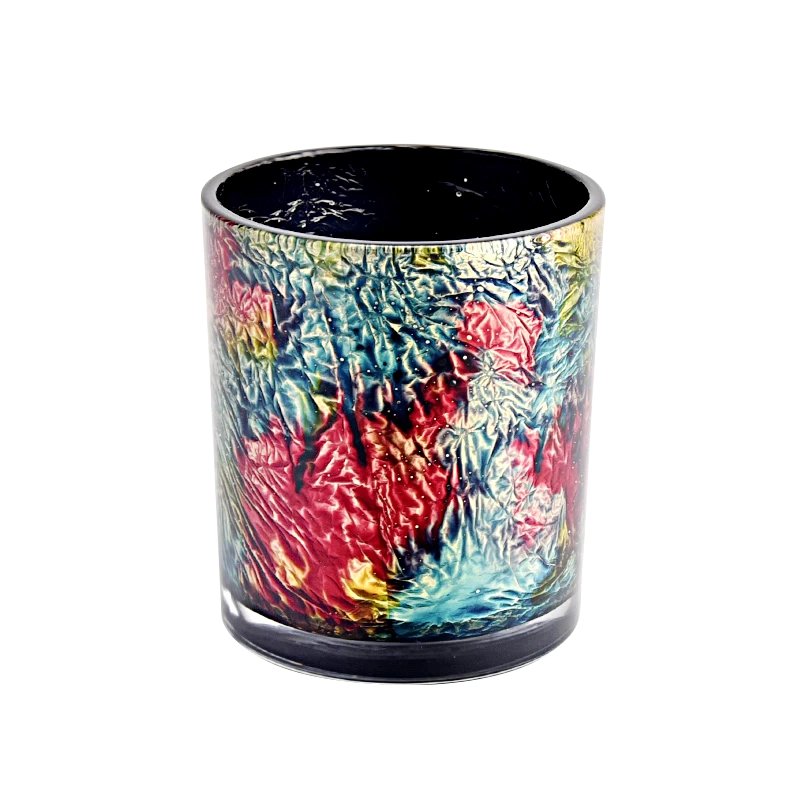 Hand paint artwork color 10oz glass candle jar 