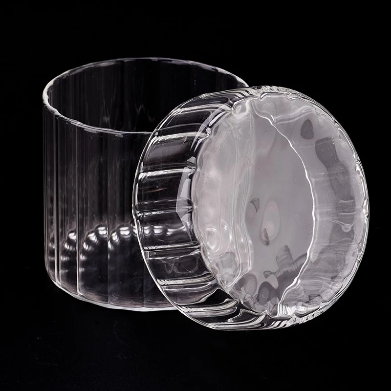 Wholesale 10oz 12oz empty glass jar with glass lid for candle making for home deco