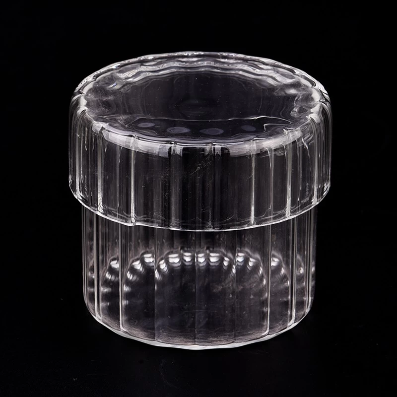 Wholesale 10oz 12oz empty glass jar with glass lid for candle making for home deco